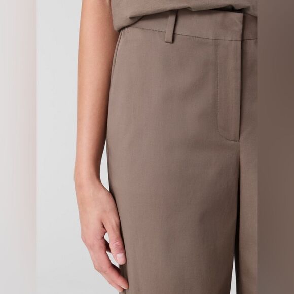 Eileen Fisher Stretch Cotton Twill Wide Leg Trouser Pant Cocoa - Picture 10 of 10